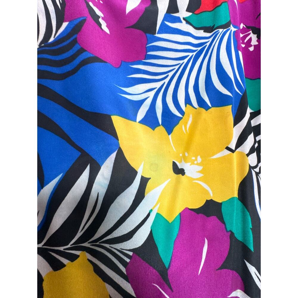 Vintage Christian Dior Silk Tropical Floral Shift Dress Size 14 - Picture 7 of 16